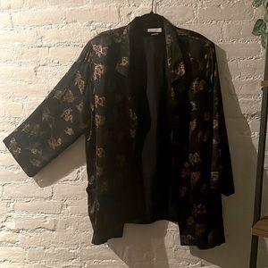 Kimono style blazer, Men’s Medium, Black with gold flowers